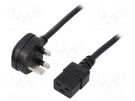 Cable; 3x1.5mm2; BS 1363 (G) plug,IEC C19 female; PVC; 5m; black LIAN DUNG