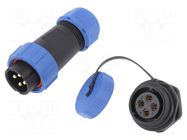 Connector: circular; male + female; PIN: 4; 3A; IP67; 500V CONNFLY