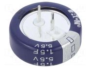 Supercapacitor; THT; 1.5F; 5.5VDC; -20÷80%; Ø21.5x7.1mm; 30Ω; KR EATON ELECTRONICS