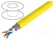 Wire; S/FTP; 4x2x22AWG; Cat 8.1; solid; Cu; LSZH; yellow; 50m Goobay