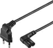 Connection Cable with Europlug for Sonos Speaker, 90°, 3 m, black, 3 m - Europlug (Type C CEE 7/16) 90° > C7 socket 90°