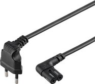 Connection Cable with Europlug for Sonos Speaker, 90°, 5 m, black, (2*0.75 mm²), 5 m - Europlug (Type C CEE 7/16) 90° > C7 socket 90°