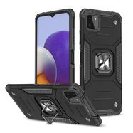 Wozinsky Ring Armor Case Kickstand Tough Rugged Cover for Samsung Galaxy A22 4G black, Wozinsky