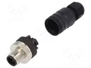 Connector: M12; plug; PIN: 4; male; 125V; straight; IP67; for cable LUTRONIC