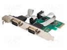 PC extension card: PCIe; chipset AX99100,RS232; 1.5Mbps; 0÷70°C DIGITUS