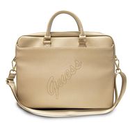 Guess Saffiano Script 16&quot; Laptop Bag - Gold, Guess