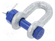 Dee shackle; steel; for rope; zinc; 11mm; 7/16" ELESA+GANTER