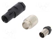 Connector: M9; plug; 712; male; PIN: 4; gold-plated; 3A; IP67; 125V BINDER