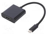 Adapter; USB 3.1; HDMI socket,USB C plug; 0.23m; black QOLTEC