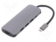 Adapter; USB 3.1; 0.26m; black; grey QOLTEC