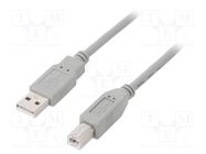 Cable; USB 2.0; USB A plug,USB B plug; 5m; black QOLTEC