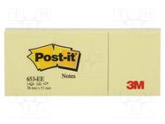 Sticky notes; 38x51mm; yellow; 3pcs. Post-it