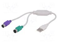 Adapter; PS/2 socket x2,USB A plug; nickel plated; white AKYGA