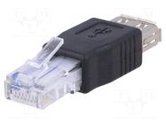 USB to Ethernet adapter; USB 2.0; black; RJ45 plug,USB A socket AKYGA