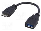 Cable; OTG,USB 3.0; USB A socket,USB B micro plug; 0.15m; black AKYGA