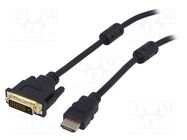 Cable; HDMI 1.4; DVI-D (24+1) plug,HDMI plug; 3m; black 