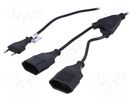 Cable; 2x0.75mm2; CEE 7/16 (C) socket x2,CEE 7/16 (C) plug; PVC AKYGA