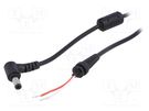 Cable; 2x0.5mm2; wires,DC 5,5/2,5 plug; angled; black; 1.2m AKYGA