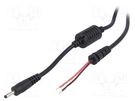 Cable; 2x0.5mm2; wires,DC 3,0/1,0 plug; straight; black; 1.2m AKYGA
