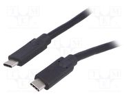 Cable; USB 3.0; USB C plug,both sides; nickel plated; 1m; black AKYGA