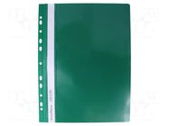 Document wallet; with holes; A4; green; PVC BIURFOL