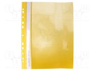 Document wallet; with holes; A4; yellow; PVC BIURFOL