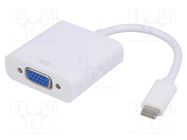 Adapter; USB 3.1; D-Sub 15pin HD socket,USB C plug; 0.15m; white AKYGA