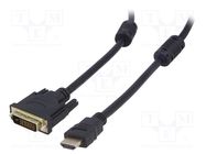 Cable; HDMI 1.4; DVI-D (24+1) plug,HDMI plug; 1.8m; black AKYGA