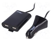 USB power supply; USB A socket x4; Sup.volt: 12÷24VDC; black AKYGA