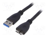 Cable; USB 3.0; USB A plug,USB B micro plug; nickel plated; 0.5m 