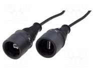 Cable; USB 2.0; USB A socket,USB B socket; 2m; IP66,IP68,IP69K BULGIN