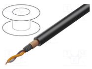 Wire: microphone cable; 2x0.25mm2; black; OFC; -15÷70°C; PVC 