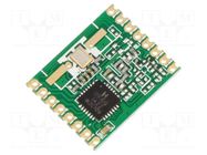 Module: RF; FM transceiver; FSK; 433.92MHz; SPI; -120dBm; 13dBm; SMD HOPE MICROELECTRONICS