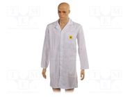 Coat; ESD; XS (unisex); cotton,polyester,carbon fiber; white STATICTEC