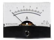 Ammeter; on panel; I DC: 0÷5A; Class: 2; Int.resist: 12mΩ; Ø37.5mm MONACOR