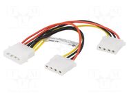 Cable: mains; Molex male,Molex female x2; 0.16m GOOBAY