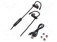 Wireless headphones with microphone; black; USB,USB micro; 10m QOLTEC