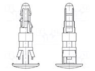 Assembly stud; polyamide 66; L: 20mm; latch/latch; black; UL94V-2 DREMEC