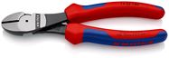 KNIPEX 74 02 180 High Leverage Diagonal Cutter with multi-component grips black atramentized 180 mm