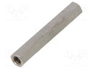 Screwed spacer sleeve; 25mm; Int.thread: M2,5; hexagonal; brass DREMEC