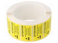 Self-adhesive label; ESD; 25x45mm; 1000pcs; reel; yellow-black STATICTEC