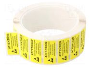 Self-adhesive label; ESD; 16x38mm; 1000pcs; reel; yellow-black STATICTEC