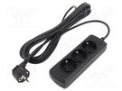 Plug socket strip: supply; Sockets: 3; 250VAC; 10A; black ARMAC