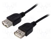 Cable; USB 2.0; USB A socket,both sides; nickel plated; 1.8m AKYGA