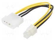 Cable: mains; ATX P4 female,Molex male; 0.16m GOOBAY