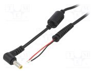 Cable; 2x0.5mm2; wires,DC 5,5/3,0 plug; angled; black; 1.2m AKYGA