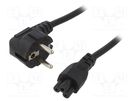 Cable; 3x0.5mm2; CEE 7/7 (E/F) plug angled,IEC C5 female; PVC AKYGA