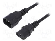 Cable; 3x0.5mm2; IEC C13 female,IEC C14 male; PVC; 1.8m; black AKYGA