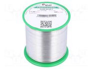 Tin; lead free; Sn99,3Cu0,7; 1mm; 500g; reel; 227°C; 3%; Flux: SW32 CYNEL