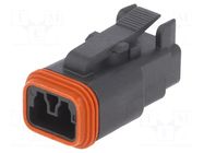 Connector: wire-wire; plug; female; DT; for cable; PIN: 2; black DEUTSCH